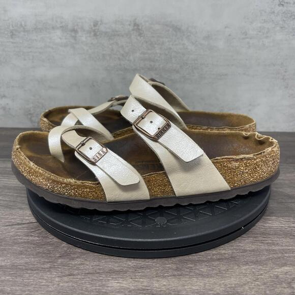 Birkenstock Shoes - Birkenstock Sandals Womens 37 (6-6.5) Mayari Strap White Cork Pearl